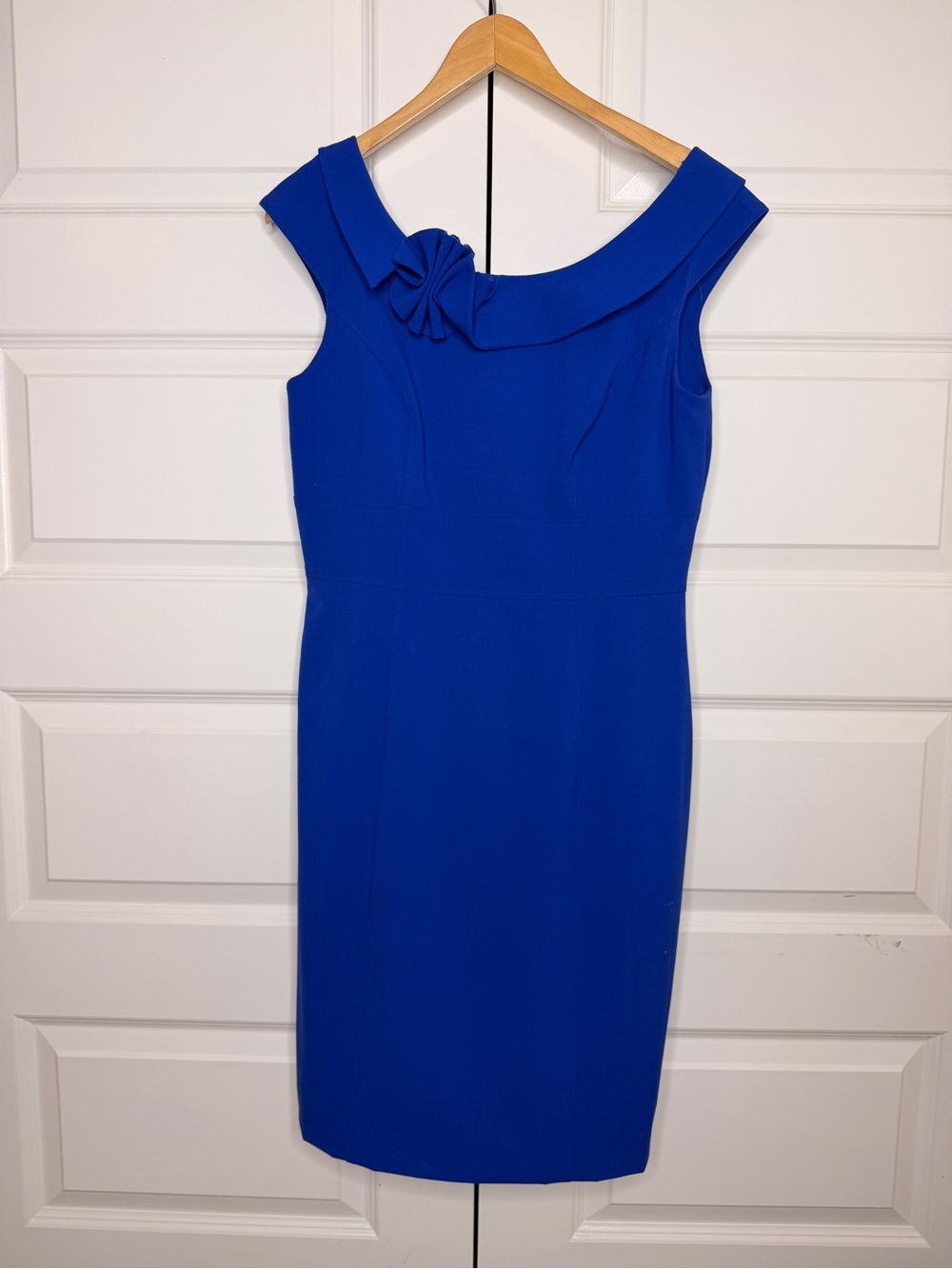 Calvin Klein Cobalt Blue Midi Dress with Decorative Rosette